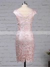 Lace Chiffon Sheath/Column V-neck Knee-length Flower(s) Mother of the Bride Dresses #DOB01021710