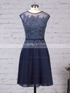 Chiffon Tulle A-line Scoop Neck Knee-length Beading Mother of the Bride Dresses #DOB01021720