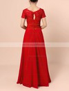 Lace Chiffon A-line V-neck Floor-length Beading Mother of the Bride Dresses #DOB01021721