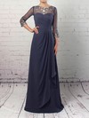 Chiffon Tulle A-line Scoop Neck Floor-length Beading Mother of the Bride Dresses #DOB01021730