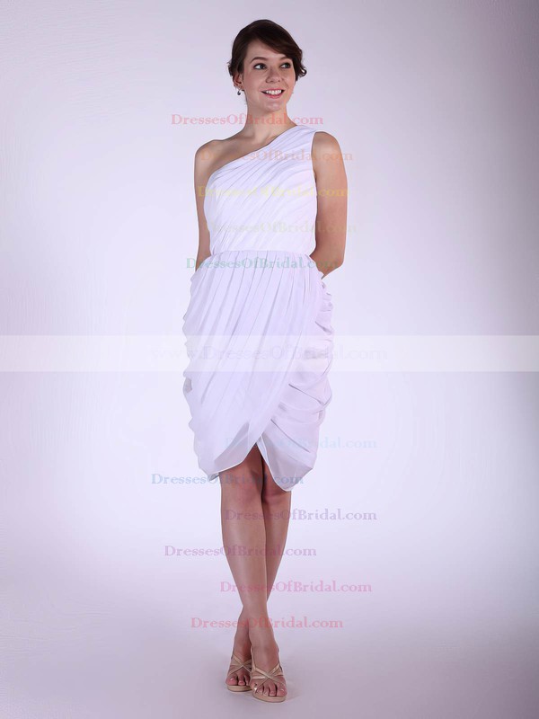 One Shoulder A-line Knee-length Chiffon Pleats Bridesmaid Dresses #DOB02042144