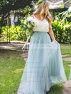 Tulle A-line Scoop Neck Floor-length Bridesmaid Dresses #DOB01013687