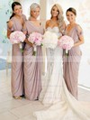 Silk-like Satin Sheath/Column V-neck Floor-length Pick-Ups Bridesmaid Dresses #DOB01013690