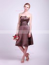 Straps A-line Tea-length Satin Sashes/Ribbons Bridesmaid Dresses #DOB01012013