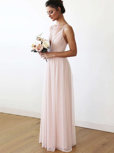 Chiffon A-line V-neck Floor-length Bridesmaid Dresses #DOB01013708
