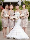 Sequined A-line V-neck Knee-length Ruffles Bridesmaid Dresses #DOB01013728