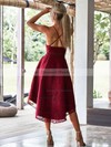 Lace A-line V-neck Asymmetrical Pockets Bridesmaid Dresses #DOB01013614