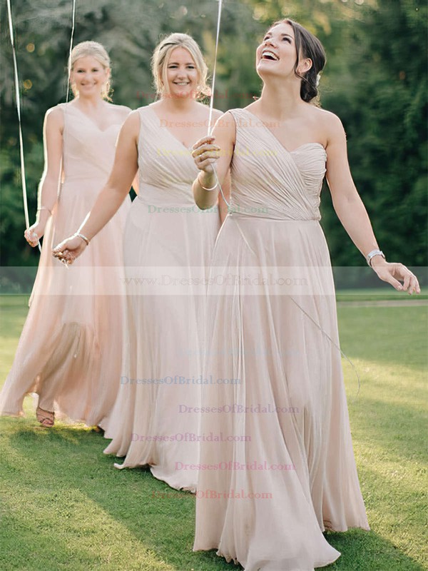 Chiffon A-line One Shoulder Floor-length Ruffles Bridesmaid Dresses #DOB01013618