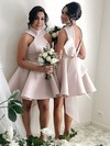 Satin Princess High Neck Short/Mini Bow Bridesmaid Dresses #DOB01013631