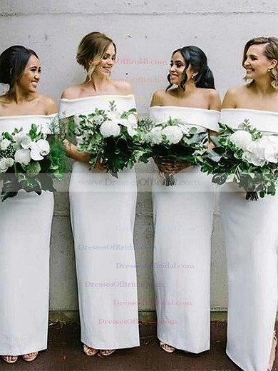 Silk-like Satin Sheath/Column Off-the-shoulder Ankle-length Bridesmaid Dresses #DOB01013632