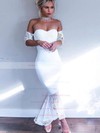 Silk-like Satin Trumpet/Mermaid Off-the-shoulder Asymmetrical Lace Bridesmaid Dresses #DOB01013638