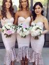 Lace Trumpet/Mermaid Sweetheart Asymmetrical Bridesmaid Dresses #DOB01013663