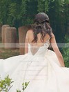 Lace Satin Ball Gown V-neck Floor-length Appliques Lace Wedding Dresses #DOB00023322