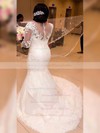 Tulle Trumpet/Mermaid Scoop Neck Sweep Train Appliques Lace Wedding Dresses #DOB00023327