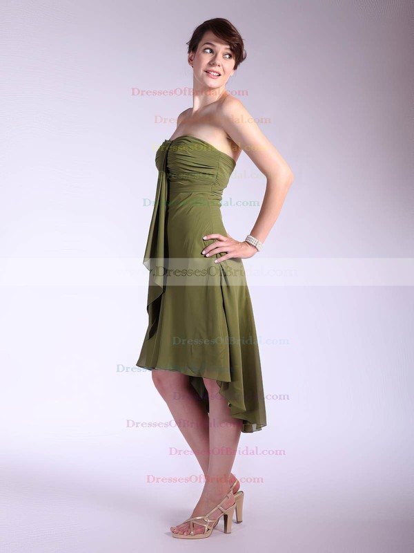 Strapless A-line Asymmetrical Chiffon Pleats Bridesmaid Dresses #DOB01012031