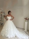 Tulle Ball Gown Sweetheart Chapel Train Flower(s) Wedding Dresses #DOB00023339