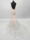 Tulle Trumpet/Mermaid V-neck Sweep Train Lace Wedding Dresses #DOB00023342