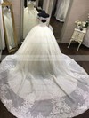 Organza Ball Gown Off-the-shoulder Chapel Train Appliques Lace Wedding Dresses #DOB00023343