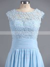 Discounted A-line Scoop Neck Chiffon Tulle Appliques Lace Light Sky Blue Bridesmaid Dresses #DOB010020101630