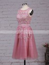 New Style Scoop Neck Tulle Appliques Lace Knee-length Bridesmaid Dresses #DOB010020102050