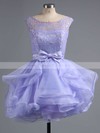 Wholesale Scoop Neck Lace Tulle with Bow Short/Mini Bridesmaid Dresses #DOB010020102158