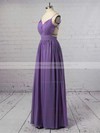 Unique A-line V-neck Chiffon Floor-length Ruffles Backless Bridesmaid Dresses #DOB010020102734