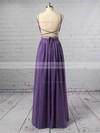 Unique A-line V-neck Chiffon Floor-length Ruffles Backless Bridesmaid Dresses #DOB010020102734