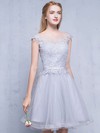 A-line Scoop Neck Tulle Short/Mini Appliques Lace Pretty Bridesmaid Dresses #DOB010020102753