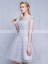 A-line Scoop Neck Tulle Short/Mini Appliques Lace Pretty Bridesmaid Dresses #DOB010020102753