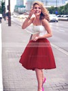 Two Piece A-line Sweetheart Tulle Knee-length Ruffles Trendy Bridesmaid Dresses #DOB010020102755