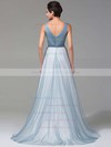 A-line V-neck Tulle Floor-length Beading Glamorous Bridesmaid Dresses #DOB010020102764