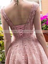 A-line Scoop Neck Lace Tea-length Sashes / Ribbons  Lace-up Sweet Bridesmaid Dresses #DOB010020102877