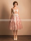 Ball Gown Scoop Neck Tulle Tea-length Appliques Lace Boutique Bridesmaid Dresses #DOB010020103045