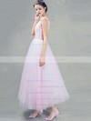 Ball Gown One Shoulder Tulle Ankle-length Sashes / Ribbons Pink Sweet Bridesmaid Dresses #DOB010020103243