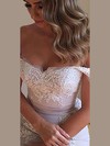 Sheath/Column Off-the-shoulder Silk-like Satin Knee-length Appliques Lace Different Bridesmaid Dresses #DOB010020103674