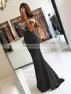 Trumpet/Mermaid Off-the-shoulder Tulle Silk-like Satin Sweep Train Appliques Lace Backless Latest Bridesmaid Dresses #DOB010020103721