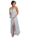 A-line V-neck Chiffon Ankle-length with Split Front Bridesmaid Dresses #DOB010020104497