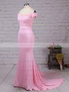 Trumpet/Mermaid Off-the-shoulder Tulle Silk-like Satin Sweep Train with Sashes / Ribbons Bridesmaid Dresses #DOB010020104517