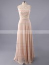 A-line Bateau Chiffon Floor-length Lace Bridesmaid Dresses #DOB01002014904