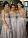 A-line Straps Chiffon Floor-length Appliques Bridesmaid Dresses #DOB01002015284