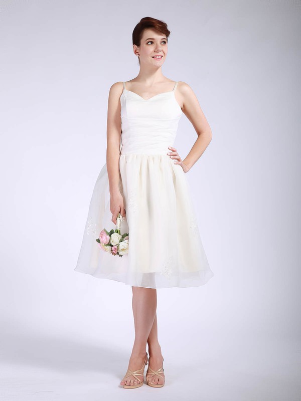 Sweetheart Ball Gown Knee-length Organza Pleats Bridesmaid Dresses #DOB01012047