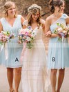 Chiffon A-line V-neck Knee-length Lace Bridesmaid Dresses #DOB01013748