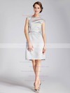Bateau A-line Knee-length Satin Beading Bridesmaid Dresses #DOB02013672