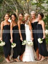 Chiffon A-line Strapless Asymmetrical Split Front Bridesmaid Dresses #DOB01013752
