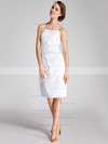 Strapless Sheath/Column Knee-length Taffeta Pleats Bridesmaid Dresses #DOB02013675