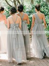 Tulle A-line One Shoulder Floor-length Ruffles Bridesmaid Dresses #DOB01013735
