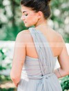 Tulle A-line One Shoulder Floor-length Ruffles Bridesmaid Dresses #DOB01013735