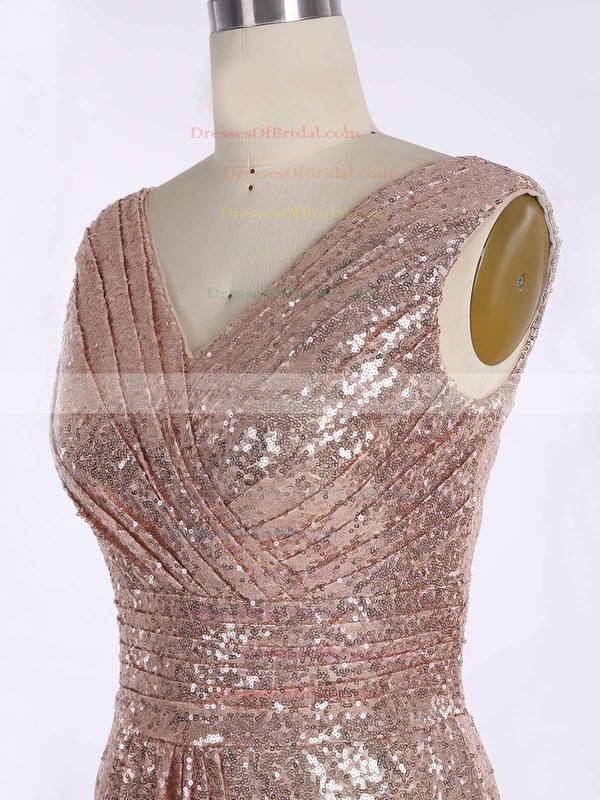 Sequined Sheath/Column V-neck Floor-length Ruffles Bridesmaid Dresses #DOB01013739