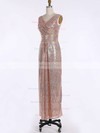 Sequined Sheath/Column V-neck Floor-length Ruffles Bridesmaid Dresses #DOB01013739