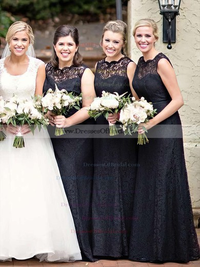 Lace A-line Scalloped Neck Floor-length Bridesmaid Dresses #DOB01013751